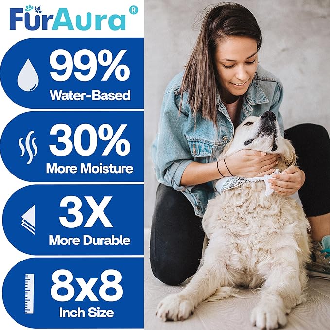 99% Water Dog Wipes, Extra Large 8x8 Puppy Wipes for Sensitive Skin – Hypoallergenic Pet Wipes for Grooming Tear Stain, Face, Ears, Eyes Paws & Butt – Alcohol Free, Biodegradable, Unscented 400 Count