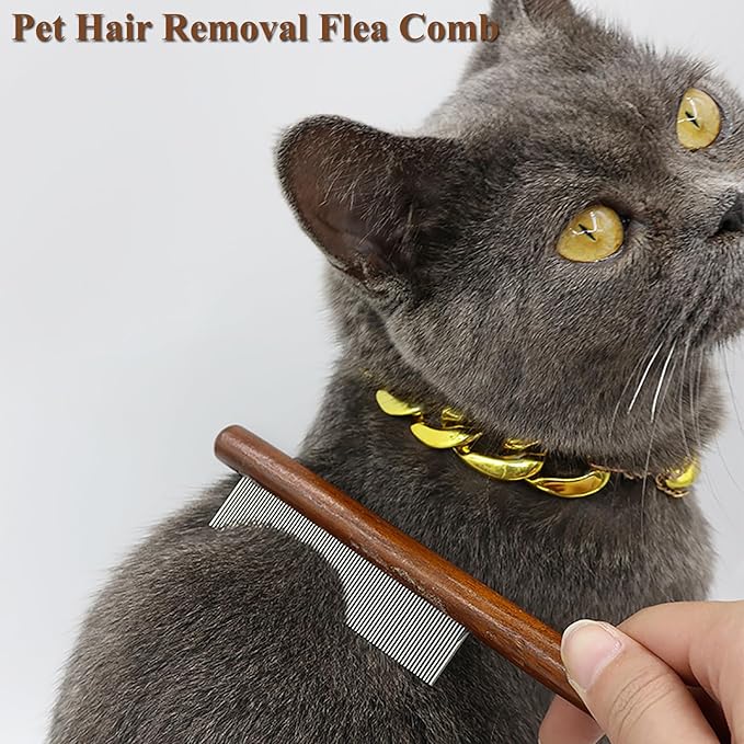 Pet Dog Cat Shedding Comb - Hair Buster Grooming Comb for Cats and Dogs, Rabbits, Daily-Use Cat Deshedding Brush, for Cats with Short and Long Fur (Long and Short Teeth)