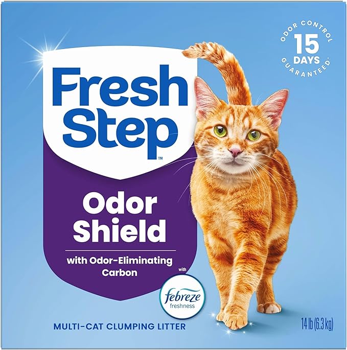 Fresh Step Clumping Cat Litter, Multi-Cat, Long Lasting Odor Control Kitty Litter with Activated Charcoal, Low Dust Formula, 14 lb