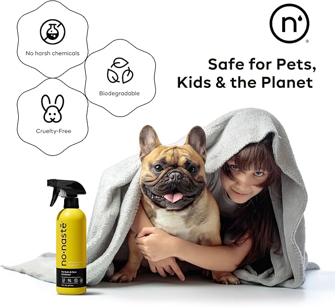 Nonaste Pet Stain & Odor Eliminator Spray (16 Oz, Pack of 1) – Enzyme Cleaner Spray for Dogs & Cat Messes, Works on Carpets & Upholstery | Pet & Kid Safe, Urine Odor Stain Remover, Light Fresh Scent