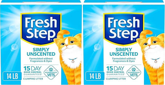 Fresh Step Cat Litter, Unscented, Odor Control | Clumping Formula | Activated Charcoal | 14 lb | Pack of 2