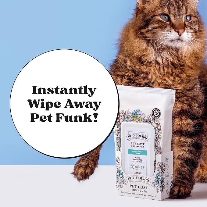 Poo-Pourri Pawsitively Fresh Deodorizing Pet Wipes – Quick Cleaning Wipes for Dogs & Cats – Plant Based Ingredients – Vet Recommended – Cleaner Odor Remover Wipes for Paw, Fur & Skin Soothing