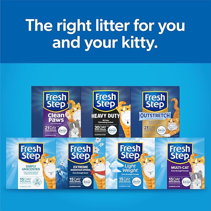 Fresh Step Clumping Litter with Febreze Freshness Gain Original Scent, Low-Dust Formula with Ammonia Block Technology, 14 lb. Box (Pack of 2)